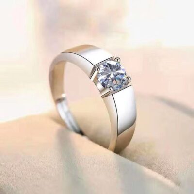 Phòng khách giả moissanite nhẫn nam giả kim cương nhẫn một carat mở điều chỉnh bốn móng nhẫn nam nhà máy bán buôn