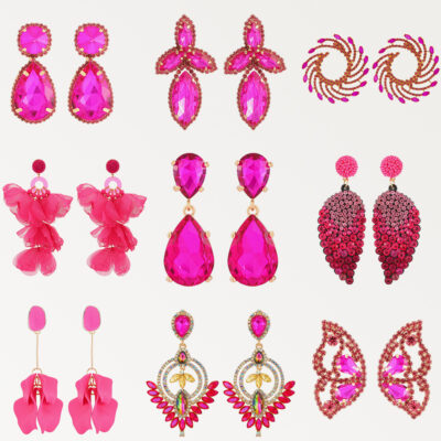 Hoa Hồng Đỏ Series Phóng Đại Hình Học Hoa Pha Lê Bông Tai Châu Âu Và Mỹ Nữ Tính Thiết Kế Sang Trọng Đá Quý Bán Buôn