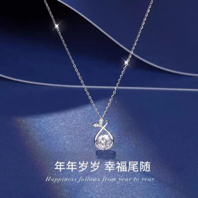 Hàng Mới Về S925 Bạc Đuôi Cá Đính Đá Zircon Hốc Thiết Kế Ánh Sáng Cao Cấp Sang Trọng Xương Đòn Dây Chuyền Nữ Phụ Kiện Bán Buôn