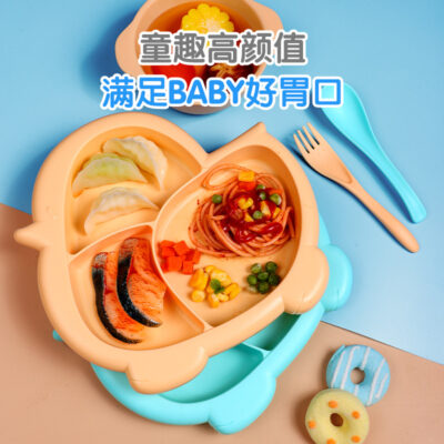 Phim Hoạt Hình Đĩa Ăn Cho Trẻ Em Ngăn Nhựa Cho Bé Đĩa Ăn Cho Bé Thức Ăn Bổ Sung Bát Nĩa Muỗng Ăn Bộ Đồ Ăn Lưới Bộ