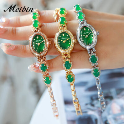 Đồng hồ Meibin meibin mới Vòng đeo tay chalcedony Đồng hồ nữ Ruyi kim cương xanh thời trang