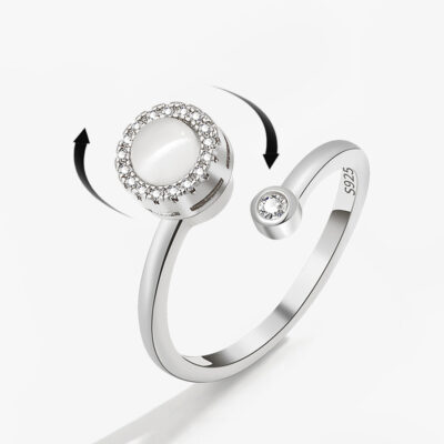 Opal Xoay Vòng Nữ Mở Đầu Có Thể Điều Chỉnh Chỉ Số Nhẫn Hốc Tính Khí Đơn Giản Thời Trang Đa Năng Trang Sức Bán Buôn