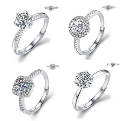 Trái Tim Và Mũi Tên Zircon Giả Moissanite Mở Đầu Có Thể Điều Chỉnh Một Carat Nhẫn Kim Cương 6 Móng Vuốt Nhẫn Nữ Và Nam Nhẫn Cưới bán Buôn