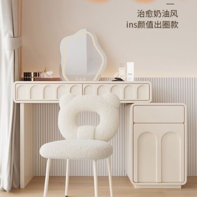 Kem Gió Ghế Trang Điểm Phòng Ngủ Bé Gái Bàn Trang Điểm Ghế Tựa Lưng Internet Người Nổi Tiếng Ghế Trang Điểm Ánh Sáng Sang Trọng Đơn Giản