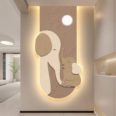 Wabi-sabi hiên gió bức tranh trang trí kết cấu cảm giác hành lang lối đi bức tranh treo bước vào nhà đối diện với cửa con voi bức tranh đèn led phát sáng