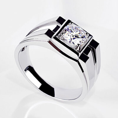 Nhẫn nam Moissanite bạch kim 18K Nhẫn nam kim cương 1 carat Ổn định, hào phóng, dẻo dai và ba chiều cho bạn trai