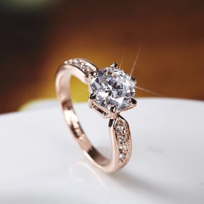 Nhẫn sáu móng nạm kim cương dành cho nữ đính kim cương đầy đủ zircon mở nhẫn cưới nguồn trực tiếp một carat mô phỏng nhẫn kim cương moissanite