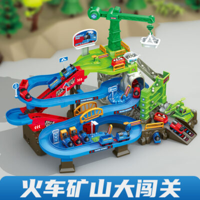 Tàu Nhỏ Của Tôi Đường Sắt Điện Đồ Chơi Xếp Hình Trẻ Em Kỹ Thuật Ô Tô Lớn Vượt Bãi Đậu Xe Cậu Bé Quà Tặng
