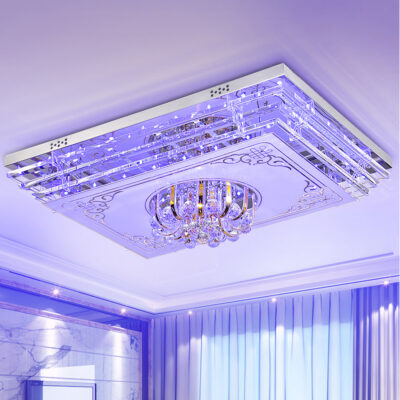 Đèn LED chiếu sáng phòng khách hình chữ nhật đèn pha lê khí quyển ấm áp đèn trần phòng ngủ đầy màu sắc hiện đại tối giản đèn pha