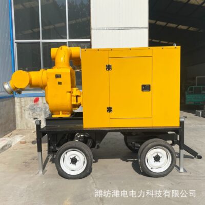 Máy bơm nước kiểm soát lũ Máy bơm tự mồi máy bơm thoát nước diesel loại xe kéo 500 mét khối thoát nước thải và máy bơm kiểm soát lũ