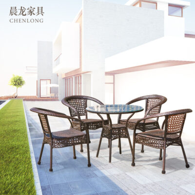 Ghế mây giải trí ngoài trời PE mây rèn Bàn ghế cà phê ngoài trời ban công sân vườn Bàn Bàn ghế mây