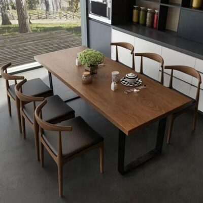 Phòng khách đơn giản hiện đại, Bàn ăn gỗ nguyên khối, Nhà hàng phương Tây, Bàn ăn dài kết hợp, Bàn ăn sắt tại nhà.