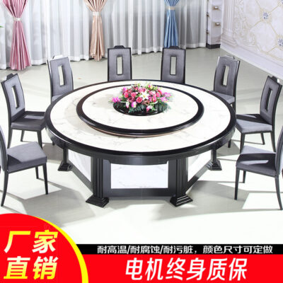 Bàn ăn khách sạn kiểu Trung Quốc mới tròn 30 chỗ ngồi Bàn xoay tự động 3 mét Bàn tròn lớn Bàn tròn khách sạn tự động