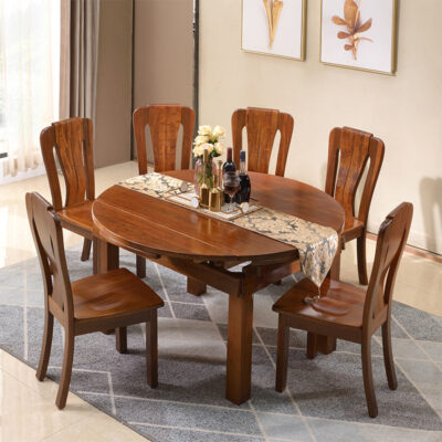 Kết Hợp Gỗ Nguyên Khối và Kính Thiên Văn: Bàn Ăn Đơn Giản, Hiện Đại Cho 4-6 Người Trong Căn Hộ Nhỏ, Nội Thất Gỗ Óc Chó Trung Quốc