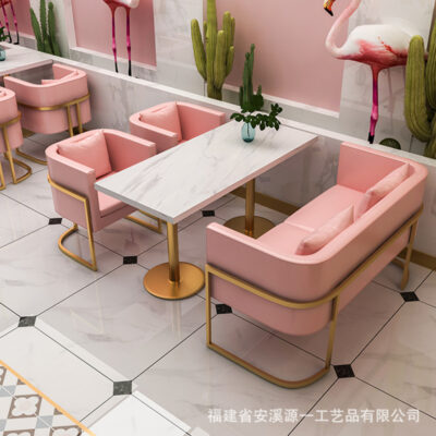 Cafe quán trà sữa kết hợp bàn ghế sofa đơn giản và tươi mới nhà hàng tráng miệng internet người nổi tiếng bàn ghế giải trí