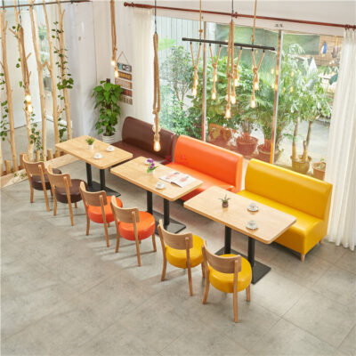 phổ biến trên Internet quán trà sữa bàn ăn kết hợp ghế quán cà phê đơn giản món tráng miệng ăn nhẹ gian hàng burger ghế sofa gỗ nguyên khối thương mại