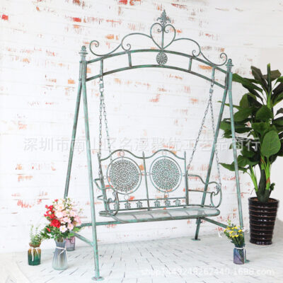 Đĩa đơn Mỹ cũ sắt ngoài trời sân đôi xích đu trang trí sân vườn studio ảnh chụp đạo cụ