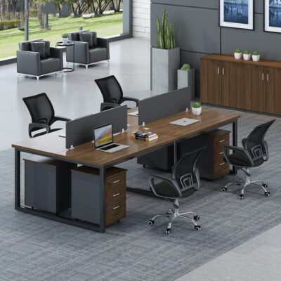 Bàn ghế văn phòng kết hợp bàn nhân viên khung thép hiện đại đơn giản màn hình nội thất văn phòng Bàn nhân viên 4 người trạm làm việc