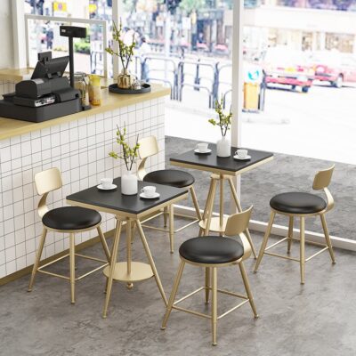 Quán trà sữa Bắc Âu bộ bàn ghế ăn hoàn chỉnh, cafe bình dân, một bàn hai ghế, logo, bàn nhỏ có thể nâng