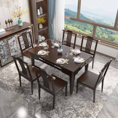 Sự Kết Hợp Hiện Đại Trung Quốc: Bàn Ăn Đá Phiến Hình Chữ Nhật