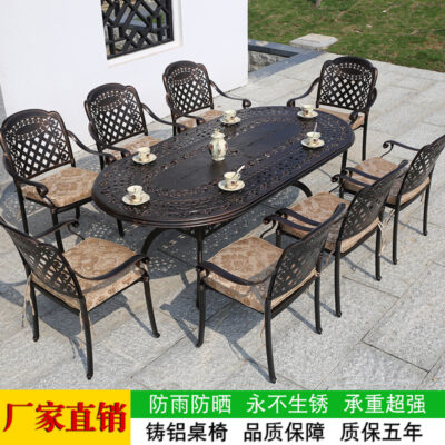 Bàn ghế ngoài trời sân vườn Châu Âu bàn ghế nhôm đúc sân thượng sân vườn ngoài trời ngoài trời nhôm nội thất nghệ thuật ban công giải trí