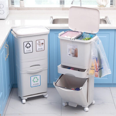 Thùng rác phân loại ướt và khô Thùng rác ngoài trời vận hành bằng chân Thùng rác phân loại hai lớp Thùng rác thả vận chuyển