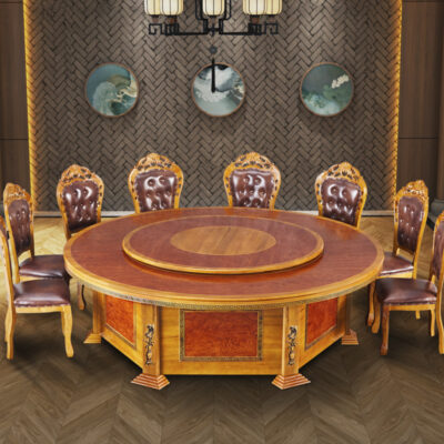 Khách sạn Trung Quốc bàn ăn xoay tự động nhà sản xuất bán buôn bàn tròn lớn 18 người nhà hàng khách sạn bàn lẩu