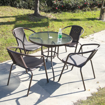 Bộ bàn ghế ngoài trời kết hợp bàn ăn tròn bàn cà phê trà sữa thông thường Bàn ghế sắt rèn bàn ban công ngoài trời ngoài trời