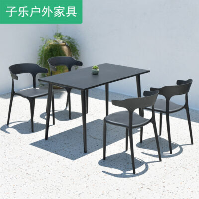 Bàn ghế ngoài trời sân vườn sân thượng giải trí ngoài trời nhựa sắt kết hợp nhà hàng cà phê ngoài trời bàn ghế trà sữa