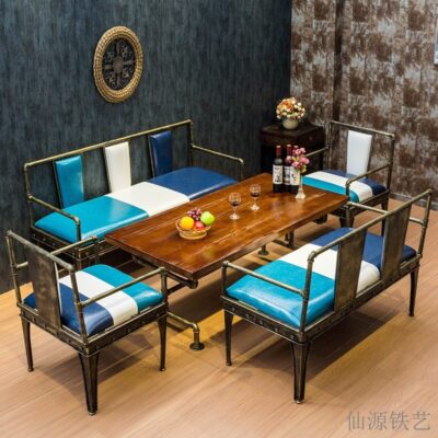 Quán cà phê hoài cổ kiểu Mỹ thời trang giản dị kết hợp bàn ghế sofa LOFT phong cách công nghiệp sofa ống thanh