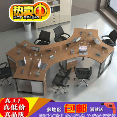 Bàn văn phòng công ty Quảng Châu kết hợp đơn giản Bàn nhân viên 3 người 6 người không gian thẻ màn hình Trạm nhân viên ba người bán hàng trực tiếp tại nhà máy