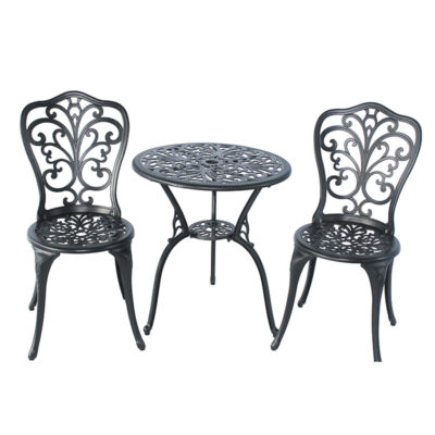 Nhà sản xuất bán buôn bàn ghế sân vườn ngoài trời bàn ghế nhôm đúc bộ ba món bàn ghế ngoài trời bàn ghế sân vườn nhôm đúc