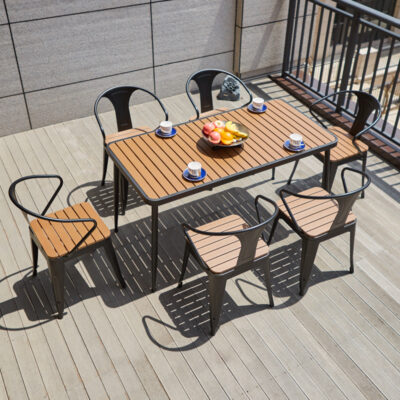 Bàn ghế ngoài trời Mỹ sân kết hợp quán cà phê ban công ngoài trời sân thượng quầy bar sắt rèn bàn ghế gỗ nhựa giải trí