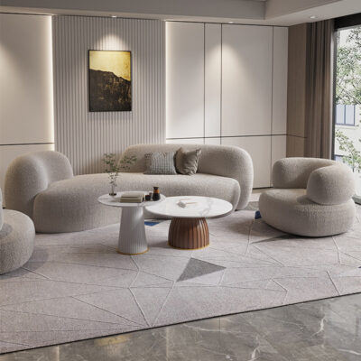 Đẹp Bắc Âu sang trọng thịt cừu vải nhung cong sofa bàn cà phê hiện đại phòng khách đơn giản thẩm mỹ viện cửa hàng quần áo Phổ biến trên Internet