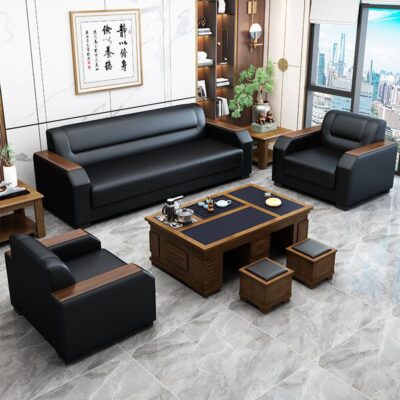 Sofa văn phòng đơn giản hiện đại bàn cà phê kết hợp bộ tiếp tân kinh doanh ghế sofa còn lại đàm phán ba chỗ ngồi