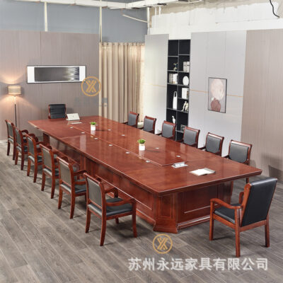Bàn hội nghị sơn bàn dài đơn giản hiện đại gỗ nguyên khối bàn văn phòng bàn lớn bàn vuông đàm phán bàn ghế kết hợp