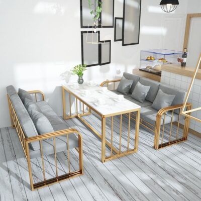 Bắc Âu Sofa Vải Căn Hộ Nhỏ Quán Trà Sữa Cafe Nhà Hàng Phương Tây Văn Phòng Sàn Sofa Bàn Ghế Kết Hợp Đôi