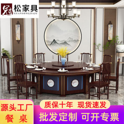 Nhà hàng cao cấp phòng riêng xoay tự động bàn tròn lớn phòng riêng bàn ăn lớn bàn tròn giả đá cẩm thạch khách sạn bàn ăn tròn tự động