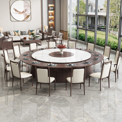 Bàn ăn khách sạn bàn tròn xoay tự động lớn bàn ghế câu lạc bộ nhà hàng Trung Quốc mới 10-30 người Bộ bàn ghế ăn đầy đủ