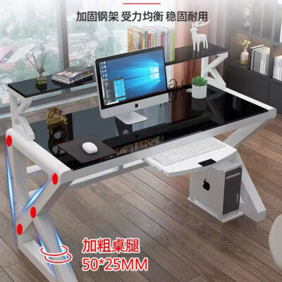 Bàn máy tính để bàn bàn làm việc tại nhà kính cường lực giá sách đơn giản bàn phòng ngủ bàn học sinh bàn thể thao điện tử