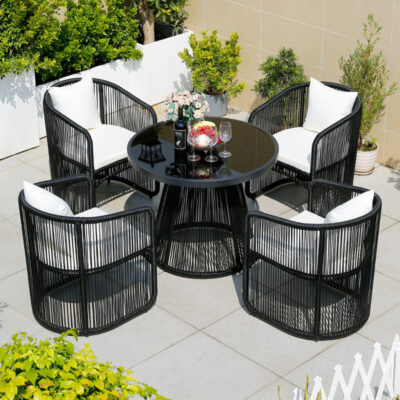 Bàn ghế ngoài trời sân giải trí trên sân thượng Bàn ghế mây sân thượng sân vườn trà ngoài trời bàn tròn nội thất chống nước và chống nắng