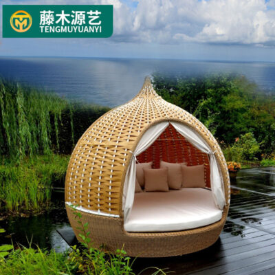 Fujimu Yuanyi giường giải trí ngoài trời mây treo giỏ tròn giường B&B lồng chim giường tổ sân trong hồ bơi sofa