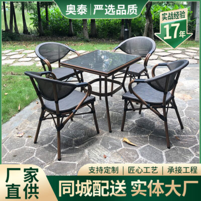 Bàn ghế vân gỗ giải trí ngoài trời, nội thất biệt thự sân vườn, bàn ghế sân vườn ban công, quán trà sữa, quán cà phê, bàn ghế ngoài trời