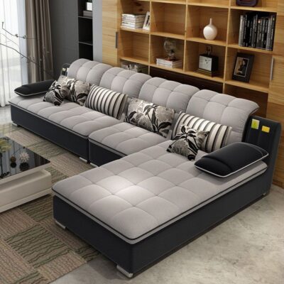 Sofa vải hiện đại Sofa Phổ biến trên Internet phòng khách căn hộ nhỏ bàn cà phê nội thất sofa đơn giản góc phòng khách có thể tháo rời và giặt được