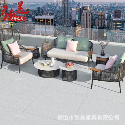 Ghế sofa gỗ tếch ngoài trời sân vườn giải trí thiết kế nội thất gỗ nguyên khối khách sạn giường ngủ và bữa sáng sân thượng ghế sofa mây