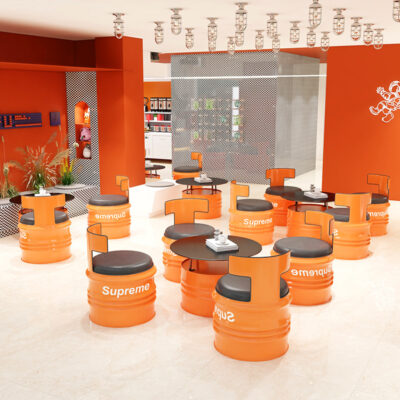 Phổ biến trên Internet cửa hàng thời trang giản dị phong cách công nghiệp sáng tạo dầu trống sàn sofa quán cà phê quán trà sữa quầy bar bàn ghế kết hợp