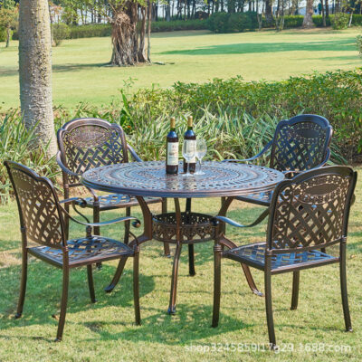 Bàn ghế ngoài trời Châu Âu, hộ gia đình nhôm đúc ngoài trời giải trí ngoài trời sân vườn sắt ban công ba mảnh