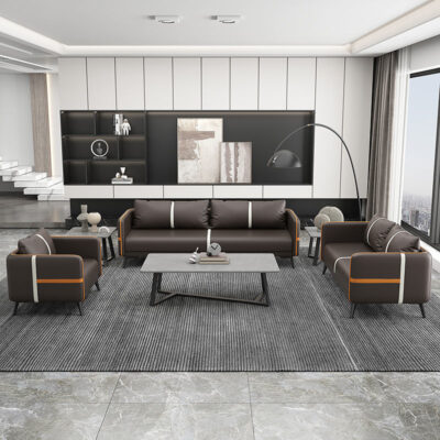 Sofa văn phòng bàn cà phê kết hợp bộ phòng tiếp tân nhỏ đơn giản hiện đại kinh doanh tiếp tân đàm phán ghế sofa ba người