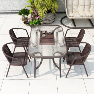 Bộ bàn ban công, bàn ghế ngoài trời, sân hiên ngoài trời bằng sắt rèn kết hợp quán cà phê, bộ ba món đơn giản, giản dị