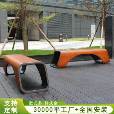 Ghế dài giả gỗ sợi thủy tinh khu du lịch ngoài trời ghế nghỉ ngơi công cộng ghế cảnh quan cộng đồng công viên